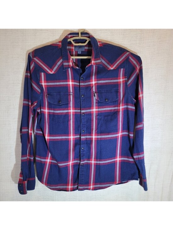 Lucky Brand Other - Lucky Brand Button Up Shirt Mens XL Blue Plaid Slim Fit Saturday Stretch